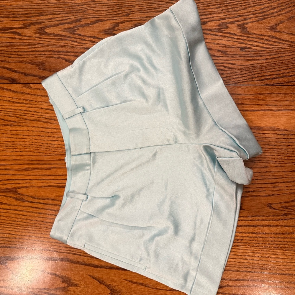 Alice+Olivia Satin blue shorts.